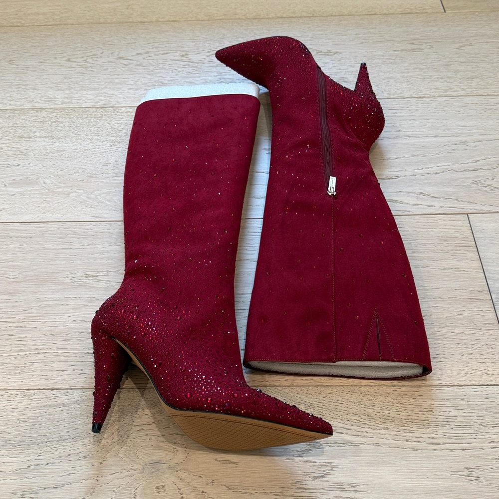 Jessica Simpson Maryeli Malbec Microsuede Embellished Boot in Size 9.5M | NWT